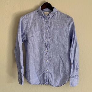 J. Crew 100% Linen Baird McNutt Light Blue Long Sleeve Button Up Shirt Slim S